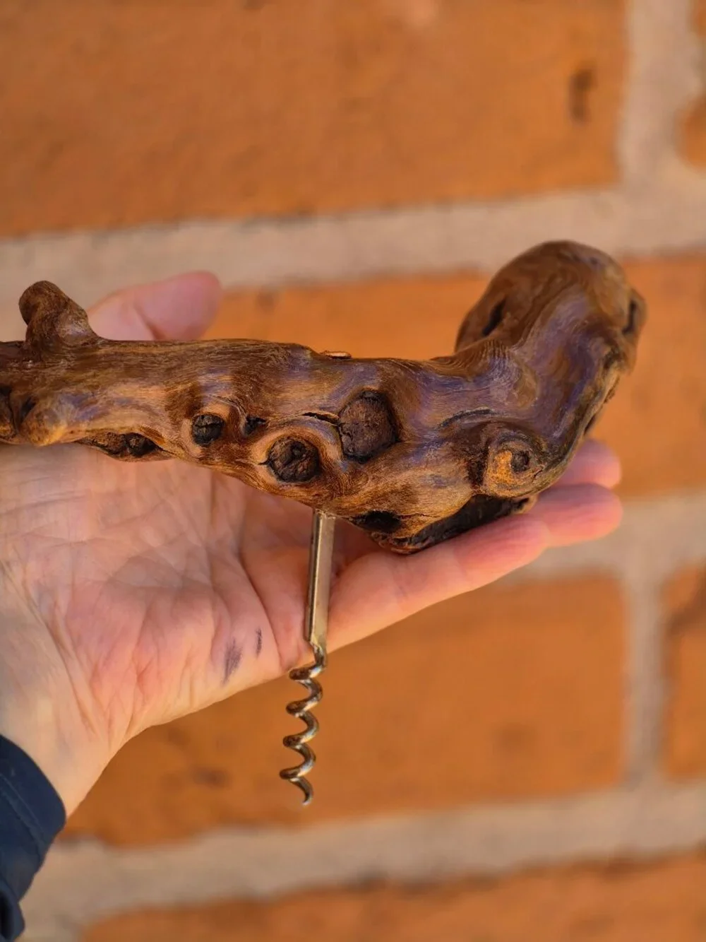 Vintage Grape Vine Burlwood Corkscrew Bottle Opener